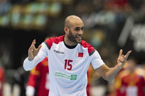Handball WM 19, Vorrunde, Gruppe B, Begegnung: Mazedoniene - Bahrain Olympiahalle Muenchen. 13.01.2019 Im Bild: b15Mohamed Abdulredha Â