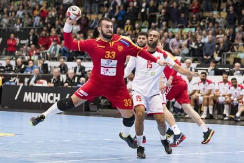 Handball WM 19, Vorrunde, Gruppe B, Begegnung: Mazedoniene - Bahrain Olympiahalle Muenchen. 13.01.2019 Im Bild: m33Zharko Peshevski Â