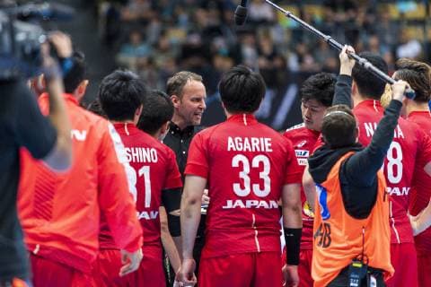 Handball WM, Japan - Kroatien Muenchen, Deutschland 13. Januar 2019: WM 2019 Männer - Gruppe B - Kroatien vs. Japan Trainer Dagur Sigurdsson (Japan) in der Auszeit Muenchen Olympiahalle Bayern Deutschland