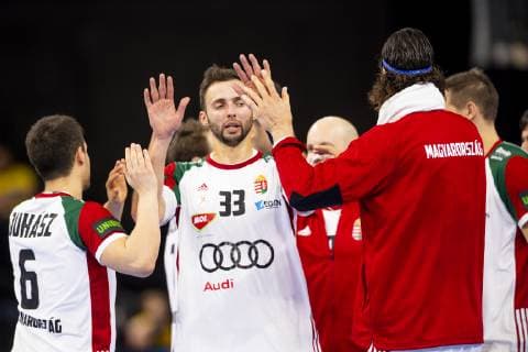 Handball WM, Ungarn - Angola 190113 Gabor Ancsin of Hungary celebrates with his teammates after the IHF World Handball Championship match between Hungary and Angola on January 13, 2019 in Copenhagen. Photo: Ludvig Thunman BILDBYRN kod LT 35576 Copyright: LUDVIGxTHUNMAN BB190113LT019