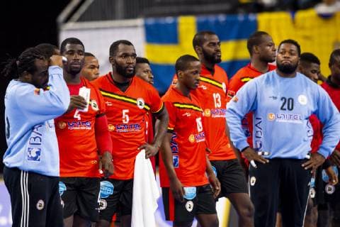 Handball WM, Ungarn - Angola 190113 Players of Angola looks dejected during the IHF World Handball Championship match between Hungary and Angola on January 13, 2019 in Copenhagen. Photo: Ludvig Thunman BILDBYRN kod LT 35576 Copyright: LUDVIGxTHUNMAN BB190113LT020