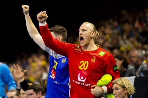 Handball WM, Schweden - Argentinien 190113 Goalkeeper Mikael Appelgren of Sweden celebrates during the IHF World Handball Championship match between Sweden and Argentina on January 13, 2019 in Copenhagen. Photo: Ludvig Thunman BILDBYRN kod LT 35577 Copyright: LUDVIGxTHUNMAN BB190113LT051