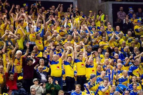 Handball WM, Schweden - Argentinien 190113 Supporters of Sweden during the IHF World Handball Championship match between Sweden and Argentina on January 13, 2019 in Copenhagen. Photo: Ludvig Thunman BILDBYRN kod LT 35577 Copyright: LUDVIGxTHUNMAN BB190113LT054