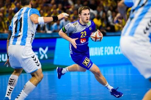 Handball WM, Schweden - Argentinien 190113 Albin Lagergren of Sweden during the IHF World Handball Championship match between Sweden and Argentina on January 13, 2019 in Copenhagen. Photo: Ludvig Thunman BILDBYRN kod LT 35577 Copyright: LUDVIGxTHUNMAN BB190113LT067