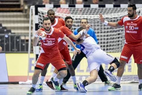 IHF Men s World Championship WM Weltmeisterschaft 2019 Group C handball match. Mohamed Soussi (39) of Tunisia during the men s IHF Handball World Championship Group C match 31 between Tunisia and Chile at the Jyske Bank Boxen arena in Herning Denmark on Monday January 14, 2019. Denmark 