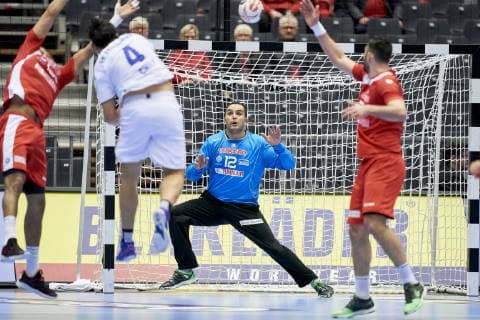 IHF Men s World Championship WM Weltmeisterschaft 2019 Group C handball match. Marouen Maggaiz (12) of Tunisia during the men s IHF Handball World Championship Group C match 31 between Tunisia and Chile at the Jyske Bank Boxen arena in Herning Denmark on Monday January 14, 2019. Denmark 