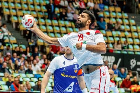 Muenchen, Deutschland, 14.01.2019, IHF Handball WM 2019, Gruppe B, Island - Bahrain, Mohamed Merza (BHR) in Aktion ( DeFodi048