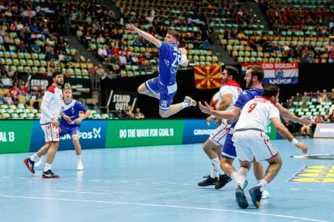 Muenchen, Deutschland, 14.01.2019, IHF Handball WM 2019, Gruppe B, Island - Bahrain, Elvar Oern Jonsson (ISL) in Aktion ( DeFodi048