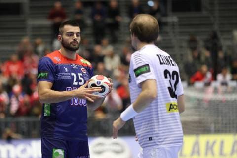 26th Mens Handball World Championship WM Weltmeisterschaft Norwegen vs Oesterreich, 14.01.19 Eivind Tangen (Norwegen, 25) gegen Gerald Zeiner (Oesterreich, 32)