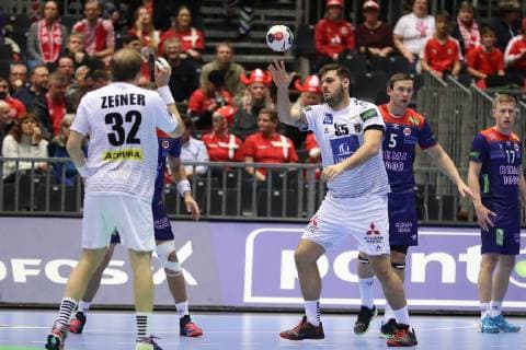 26th Mens Handball World Championship WM Weltmeisterschaft Norwegen vs Oesterreich, 14.01.19 Tobias Wagner (Oesterreich, 55) und Gerald Zeiner (Oesterreich, 32)