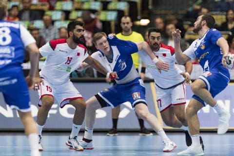 Handball WM 19, Vorrunde, Gruppe B, Begegnung: Island - Bahrain Olympiahalle Muenchen. 14.01.2019 Im Bild: Â