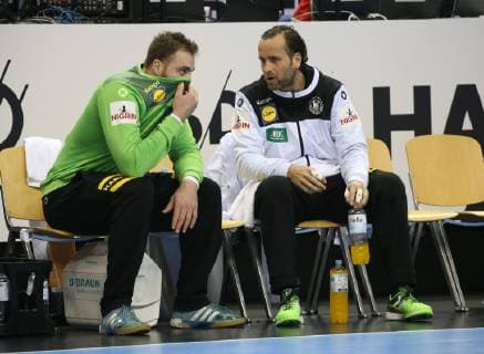 GERv IHF Handball WM Deutschland (GER) vs Russland (RUS) 14.01.2019, Mercedes Benz Arena, Berlin, GER, Deutschland vs Russland, im Bild Andreas Wolff (GER 33), Silvio Heinevetter (GER 12)