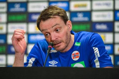 HANDBALL - IHF WC, NOR vs AUT HERNING,DENMARK,14.JAN.19 - HANDBALL - IHF Men s World Championships, international match Länderspiel Norway vs Austria, press conference PK Pressekonferenz Image shows head coach Christian Berge (NOR). GEPAxpictures xOliverxLerch