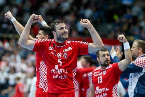 Muenchen, Deutschland, 14.01.2019, IHF Handball WM 2019, Gruppe B, Kroatien - Mazedonien, Duvnjak Domagoj (CRO) schlussjubel ( DeFodi048