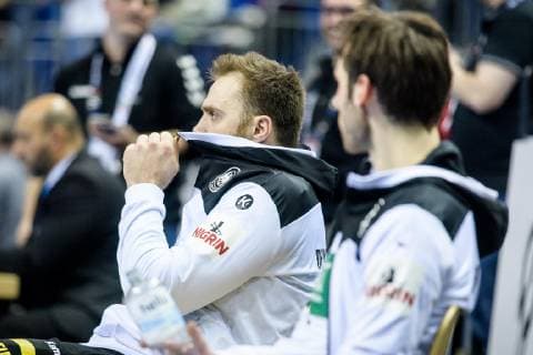 Deutschland vs Russland, Handball Weltmeisterschaft 2019, 14.01.2019 Uwe Gensheimer (GER 3) und Torwart Andreas Wolff (GER 33) nach dem Spiel Spiel zwischen Russland und Deutschland bei der Handball Weltmeisterschaft in Berlin am 14.01.2019, , Berlin BER Germany Mercedes-Benz-Arena