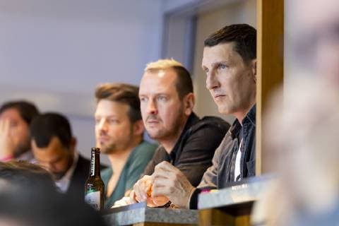 Pascal Jens und Stefan Kretzschmar schauen das Spiel aus einer Loge. Russland vs. Deutschland, Vorrunde, Handball, IHF Handball Weltmeisterschaft, 14.01.19 Berlin Berlin Germany Mercedes-Benz-Arena Copyright: xAgentur54Gradx xFelixxKoenigx