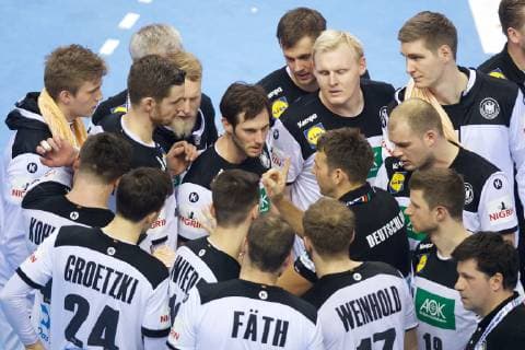 Handball Berlin 14.01.2019 Weltmeisterschaft 2019 Weltmeisterschaften der Männer Gruppe A Russland (RUS) - Deutschland (GER) Christian Prokop (Deutschland, Trainer) Auszeit