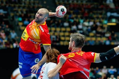 Muenchen, Deutschland, 14.01.2019, IHF Handball WM 2019, Gruppe B, Spanien - Japan, Joan Canellas Reixach (ESP) in Aktion ( DeFodi048