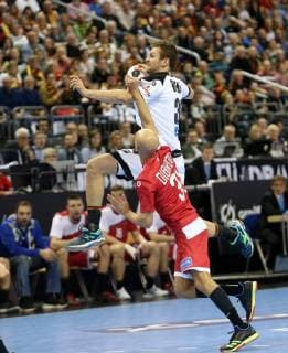 GER, Deutschland vs Russland 14.01.2019, Mercedes Benz Arena, Berlin, GER, Deutschland vs Russland, im Bild Fabian Boehm (GER 38), Timur DIBIROV (RUS 31)