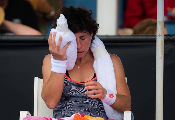 Sport Bilder des Tages January 15, 2019 - Melbourne, AUSTRALIA - Carla Suarez Navarro of Spain in action during her first-round match at the 2019 Australian Open Grand Slam tennis tournament 2019 Australian Open - 15 Jan - ZUMAa181 20190115_zaa_a181_040 Copyright: xAFP7x