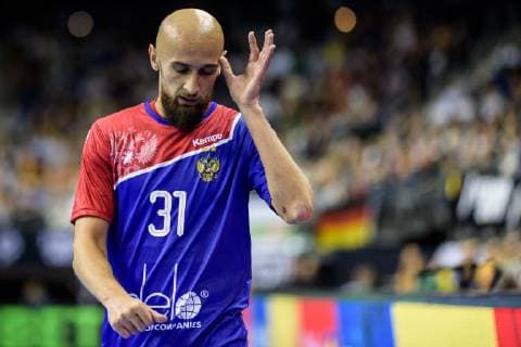 Russland vs Brasilien, Handball Weltmeisterschaft 2019, 15.01.2019 Timur Dibirov (RUS 31) beim Spiel zwischen Russland und Brasilien bei der Handball Weltmeisterschaft in Berlin am 15.01.2019, , Berlin BER Germany Mercedes-Benz-Arena