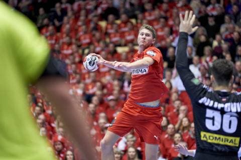 IHF Men s World Championship WM Weltmeisterschaft 2019 Group C handball match. Magnus Landin (4) of Denmark during the men s IHF Handball World Championship Group C match 42 between Austria and Denmark at the Jyske Bank Boxen arena in Herning Denmark on Tuesday January 15, 2019. Denmark 