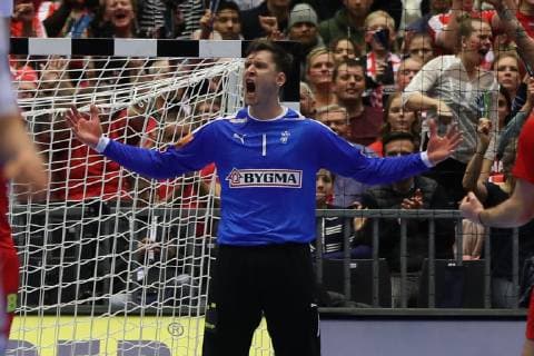 26th Mens Handball World Championship WM Weltmeisterschaft Oesterreich vs Daenemark, 15.01.19 Jubel Torjubel bei Niklas Landin Jacobsen (Daenemark, 01)