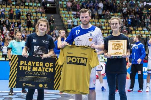 Handball WM, Japan - Island Muenchen, Deutschland 16. Januar 2019: WM 2019 Männer - Gruppe B - Japan vs. Island Player of the Match Arnor Gunnarsson (Island) Muenchen Olympiahalle Bayern Deutschland