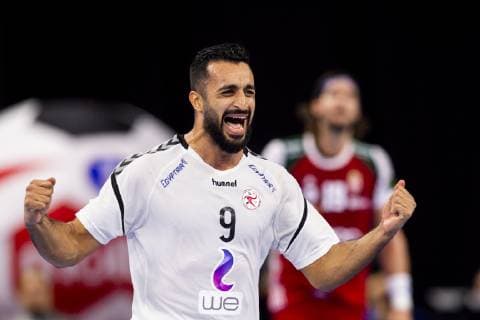 Handball WM, Ungarn - Ägypten 190116 Eslam Eissa of Egypt celebrates during the IHF World Handball Championship match between Hungary and Egypt on January 16, 2019 in Copenhagen. Photo: Ludvig Thunman BILDBYRN kod LT 35579 Copyright: LUDVIGxTHUNMAN BB190116LT003