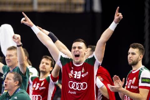 Handball WM, Ungarn - Ägypten 190116 Richard Bodo of Hungary celebrates during the IHF World Handball Championship match between Hungary and Egypt on January 16, 2019 in Copenhagen. Photo: Ludvig Thunman BILDBYRN kod LT 35579 Copyright: LUDVIGxTHUNMAN BB190116LT005