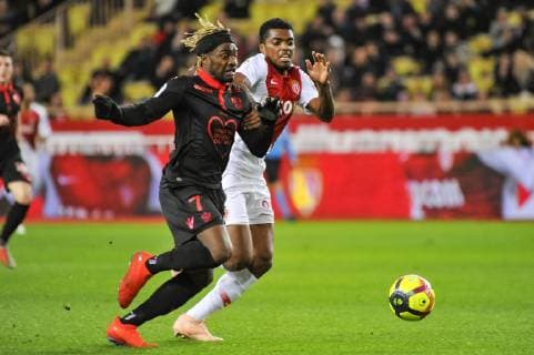 Fußball, AS Monaco - OGC Nizza Allan Saint Maximin (OGC Nice) - Jemerson (AS Monaco) FOOTBALL : AS Monaco vs OGC Nice - Ligue 1 Conforama - Monaco - 16 01 2019 NorbertScanella Panoramic 