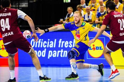 Handball WM, Katar - Schweden 190116 Jim Gottfridsson of Sweden during the IHF World Handball Championship match between Qatar and Sweden on January 16, 2019 in Copenhagen. Photo: Ludvig Thunman BILDBYRN kod LT 35580 Copyright: LUDVIGxTHUNMAN BB190116LT023