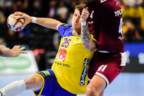 Handball WM, Katar - Schweden 190116 Linus Arnesson of Sweden during the IHF World Handball Championship match between Qatar and Sweden on January 16, 2019 in Copenhagen. Photo: Ludvig Thunman BILDBYRN kod LT 35580 Copyright: LUDVIGxTHUNMAN BB190116LT047