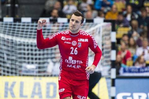 Handball WM, Kroatien - Bahrain Muenchen, Deutschland 16. Januar 2019: WM 2019 Männer - Gruppe B - Kroatien vs. Bahrain Manuel Strlek (Kroatien) Muenchen Olympiahalle Bayern Deutschland