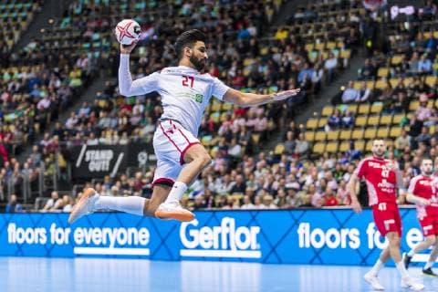 Handball WM, Kroatien - Bahrain Muenchen, Deutschland 16. Januar 2019: WM 2019 Männer - Gruppe B - Kroatien vs. Bahrain Bilal Basham (Bahrain) Muenchen Olympiahalle Bayern Deutschland