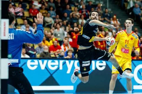 Sport Bilder des Tages Handball WM, Mazedonien - Spanien Muenchen, Deutschland, 16.01.2019, IHF Handball WM 2019, Gruppe B, Mazedonien - Spanien, Aitor Arino (ESP) in Aktion ( DeFodi048