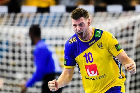 Handball WM, Katar - Schweden 190116 Niclas Ekberg of Sweden celebrates during the IHF World Handball Championship match between Qatar and Sweden on January 16, 2019 in Copenhagen. Photo: Ludvig Thunman BILDBYRN kod LT 35580 Copyright: LUDVIGxTHUNMAN BB190116LT066