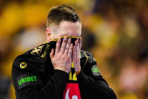 Handball WM, Katar - Schweden 190116 Goalkeeper Andreas Palicka of Sweden looks dejected during the IHF World Handball Championship match between Qatar and Sweden on January 16, 2019 in Copenhagen. Photo: Ludvig Thunman BILDBYRN kod LT 35580 Copyright: LUDVIGxTHUNMAN BB190116LT069