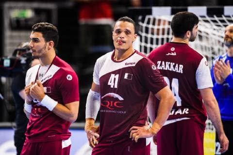 Handball WM, Katar - Schweden 190116 Allaedine Berrached and Youssef Ali of Qatar looks dejected after the IHF World Handball Championship match between Qatar and Sweden on January 16, 2019 in Copenhagen. Photo: Ludvig Thunman BILDBYRN kod LT 35580 Copyright: LUDVIGxTHUNMAN BB190116LT081