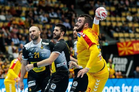 Handball WM, Mazedonien - Spanien Muenchen, Deutschland, 16.01.2019, IHF Handball WM 2019, Gruppe B, Mazedonien - Spanien, Zharko Peshevski (MKD) in Aktion ( DeFodi048