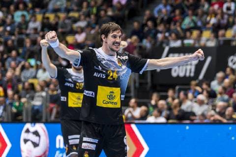 Muenchen, Deutschland 16. Januar 2019: WM 2019 Männer - Gruppe B - Mazedonien vs. Spanien Viran Morros de Argila (Spanien) Muenchen Olympiahalle Bayern Deutschland