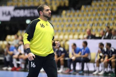 Handball WM, Chile - Saudi-Arabien 26th Mens Handball World Championship WM Weltmeisterschaft Chile vs Saudi-Arabien, 17.01.19 Jubel Freude ueber gehaltenen Ball bei Mohammed Alsalem (Saudi-Arabien, 16)