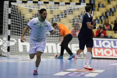 Handball WM, Chile - Saudi-Arabien 26th Mens Handball World Championship WM Weltmeisterschaft Chile vs Saudi-Arabien, 17.01.19 Jubel Torjubel bei Abdullah Alabbas (Saudi-Arabien, 03)
