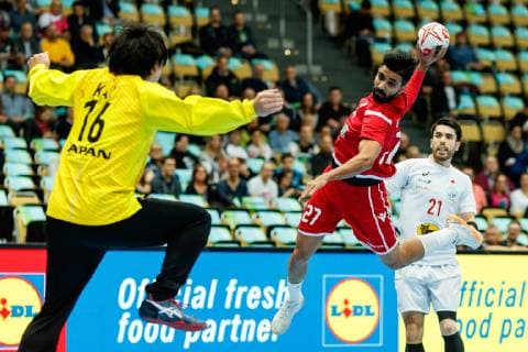 Handball WM, Bahrain - Japan Muenchen, Deutschland, 17.01.2019, IHF Handball WM 2019, Gruppe B, Bahrain - Japan, Bilal Basham (BHR) in Aktion ( DeFodi048