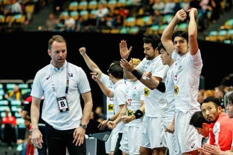Handball WM, Bahrain - Japan Muenchen, Deutschland, 17.01.2019, IHF Handball WM 2019, Gruppe B, Bahrain - Japan, Japan jubelt ( DeFodi048