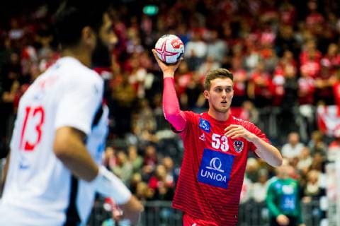 Handball WM, Österreich - Tunesien 190117 Mykola Bilyk of Austria during the IHF World Handball Championship match between Austria and Tunisia on January 17, 2019 in Herning. Photo: Jon Olav Nesvold BILDBYRN kod JE 160405 Copyright: JONxOLAVxNESVOLD BB190117JE056