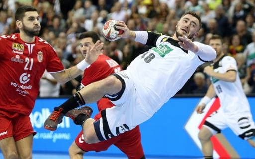 Player of the Match Jannik Kohlbacher (Deutschland) beim Spiel Deutschland gegen Serbien der Handball- WM 2019 der Maenner am 17.01.2019 in der Mercedes-Benz Arena in Berlin Handball - WM 2019 - Gruppe A - Deutschland - Serbien