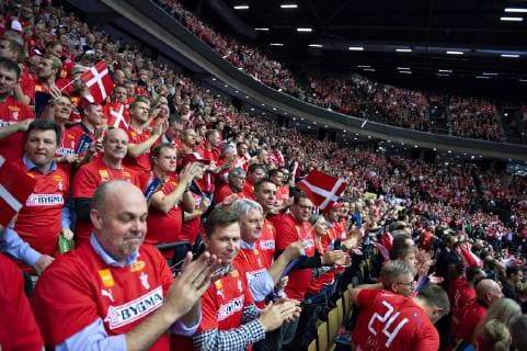 Handball WM, Dänemark - Norwegen Fans in the arena before the men s IHF Handball World Championship WM Weltmeisterschaft Group C match between Denmark and Norway in Herning, Denmark, Thursday, Jan. 17, 2019.. , Herning Jylland Denmark Copyright: HenningxBagger HenningxBaggerx COP101 spdk20190117-200715-L