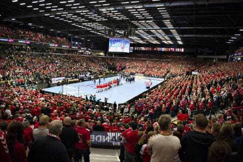 Handball WM, Dänemark - Norwegen Fans in the arena before the men s IHF Handball World Championship WM Weltmeisterschaft Group C match between Denmark and Norway in Herning, Denmark, Thursday, Jan. 17, 2019.. , Herning Jylland Denmark Copyright: HenningxBagger HenningxBaggerx COP101 spdk20190117-201405-L