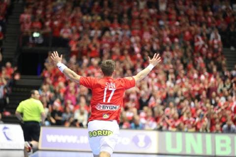 26th Mens Handball World Championship WM Weltmeisterschaft Daenemark vs Norwegen, 17.01.19 Jubel Torjubel bei Lasse Svan (Daenemark, 17)